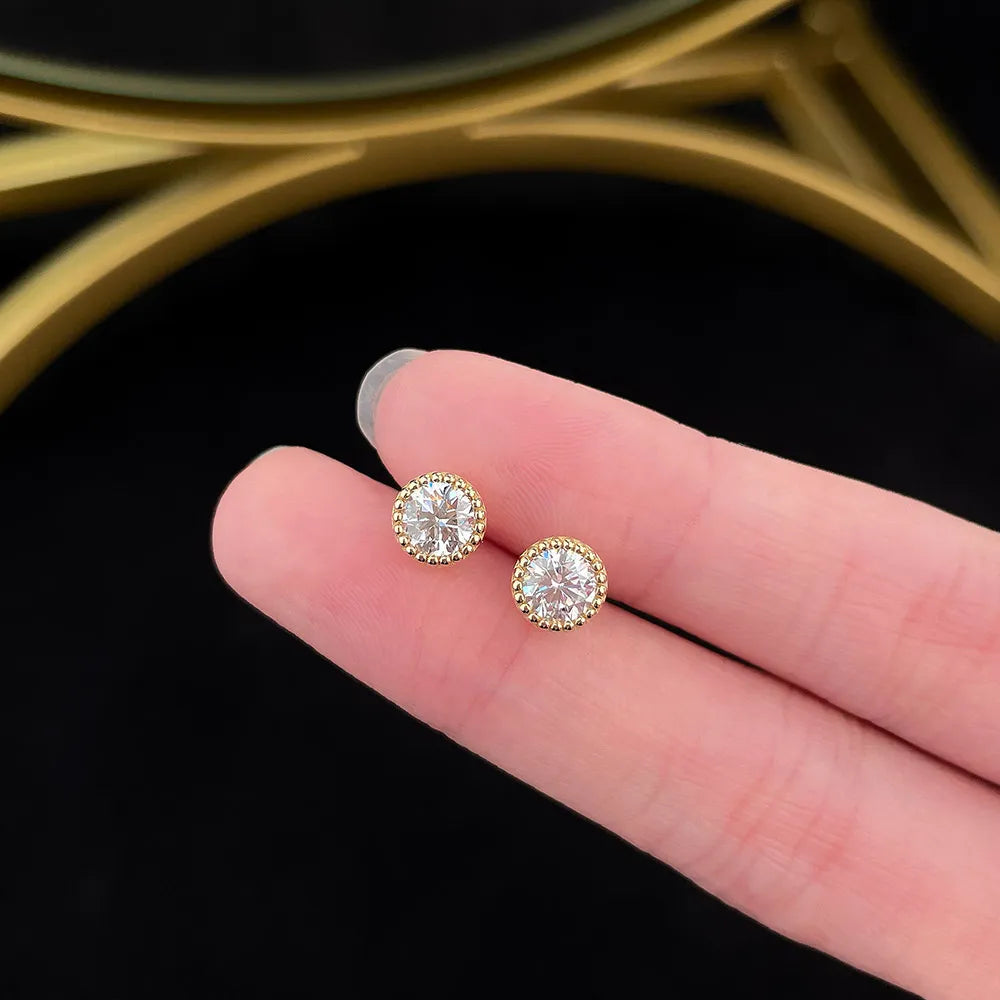 1.04 ctw Celestial Round-Cut Lab-Grown Diamond Earrings in 18K Yellow Gold