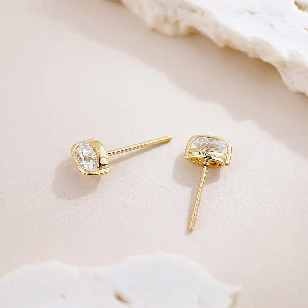 1.04 ctw Minimalist Round-Cut Lab-Grown Diamond Stud Earrings in 18K Yellow Gold