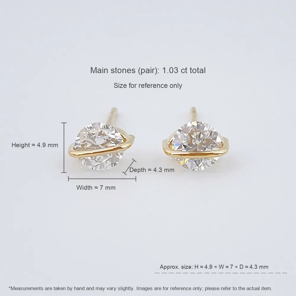 1.04 ctw Minimalist Round-Cut Lab-Grown Diamond Stud Earrings in 18K Yellow Gold