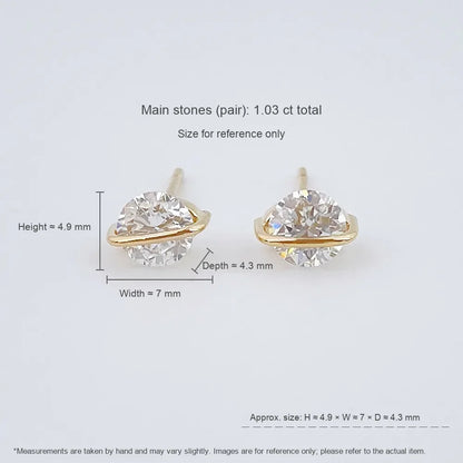 1.04 ctw Minimalist Round-Cut Lab-Grown Diamond Stud Earrings in 18K Yellow Gold