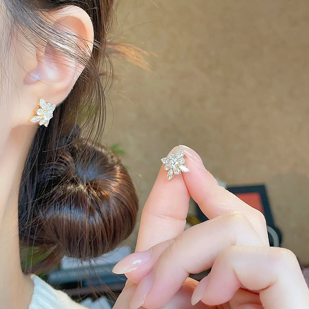 0.63 ctw Cross Pavé Mixed-Cut Lab-Grown Diamond Earrings in 18K Yellow Gold