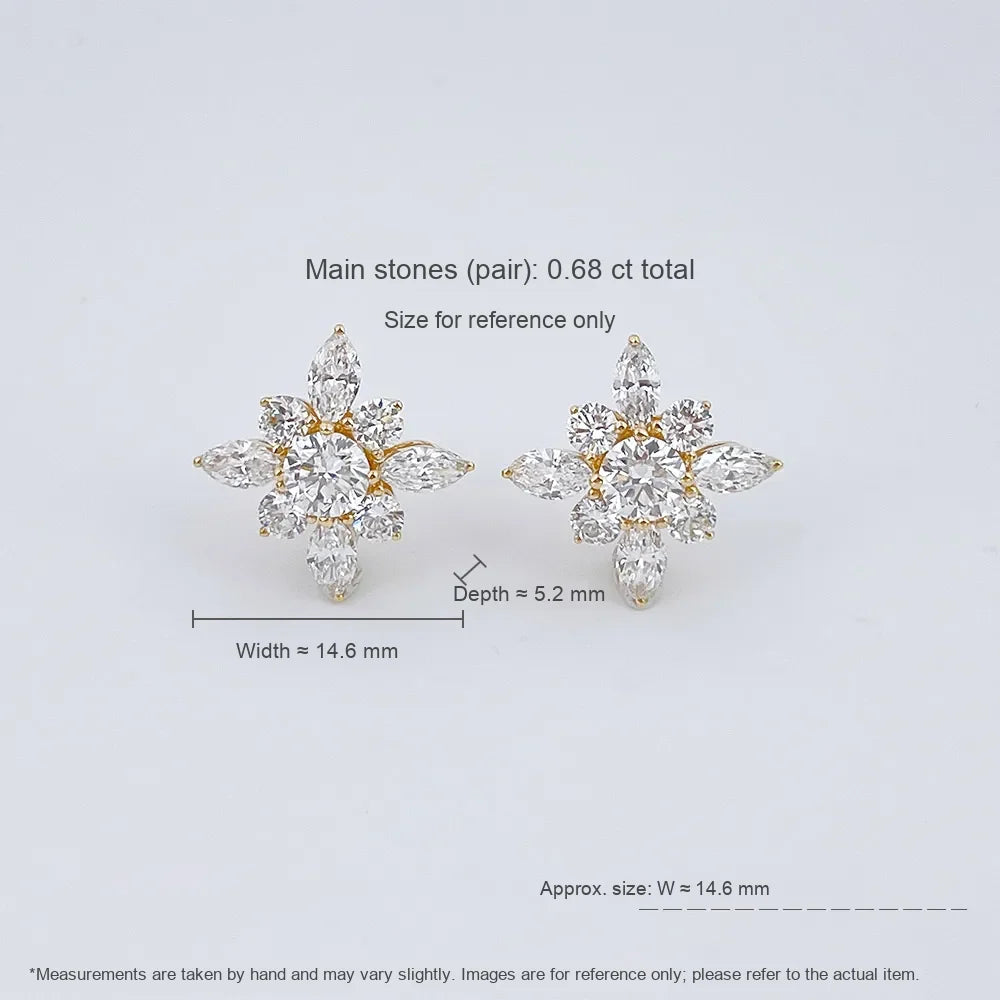 0.63 ctw Cross Pavé Mixed-Cut Lab-Grown Diamond Earrings in 18K Yellow Gold