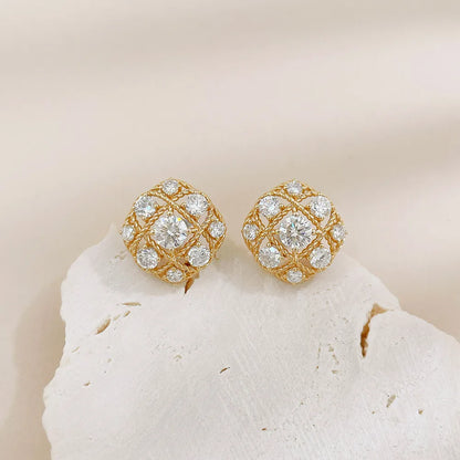 0.62 ctw Vintage Round-Cut Lab-Grown Diamond Stud Earrings in 18K Yellow Gold