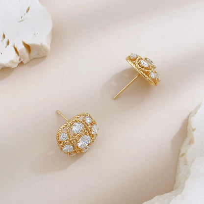 0.62 ctw Vintage Round-Cut Lab-Grown Diamond Stud Earrings in 18K Yellow Gold