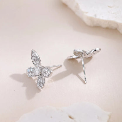 1.22 ctw Butterfly Round-Cut Lab-Grown Diamond Stud Earrings in 18K White Gold