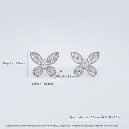 1.22 ctw Butterfly Round-Cut Lab-Grown Diamond Stud Earrings in 18K White Gold