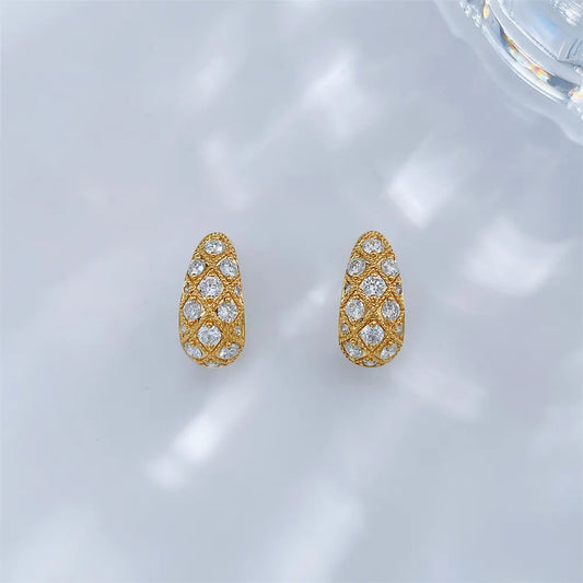 0.73 ctw Celestial Pavé Round-Cut Lab-Grown Diamond Earrings in 18K Yellow Gold