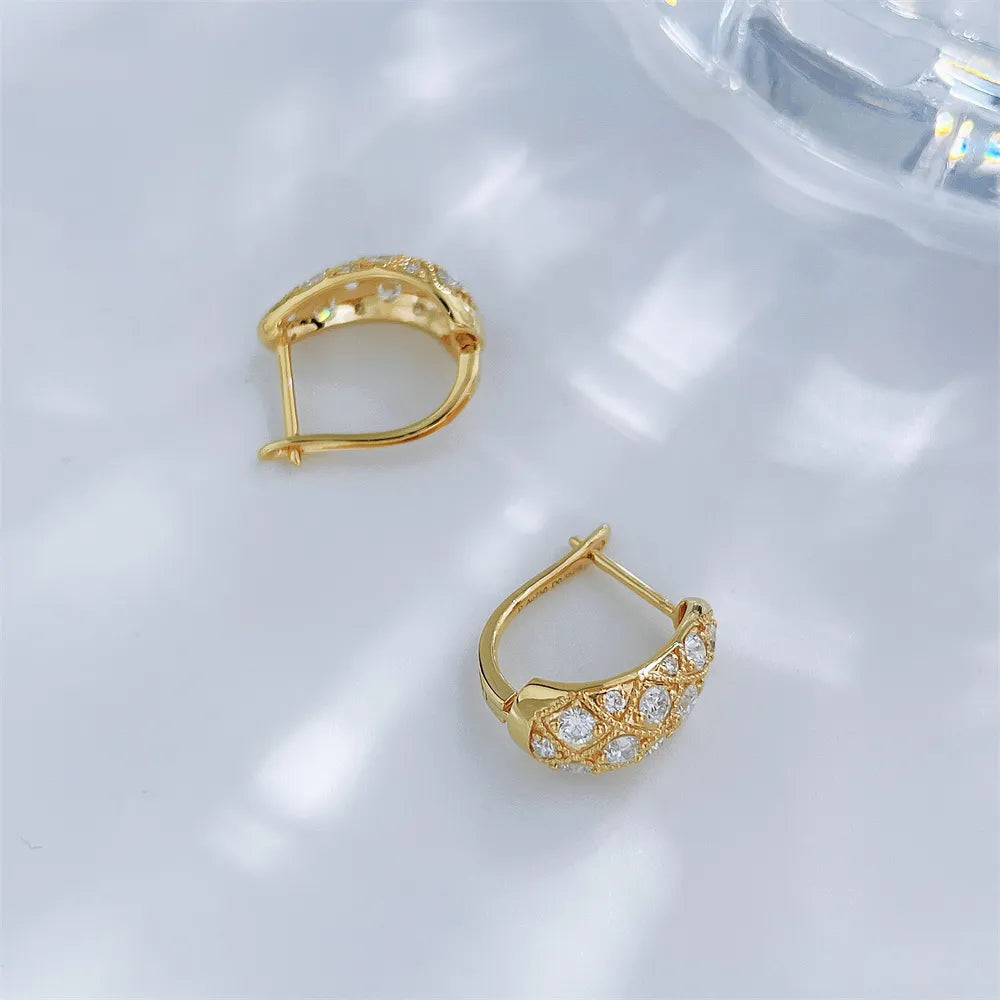 0.73 ctw Celestial Pavé Round-Cut Lab-Grown Diamond Earrings in 18K Yellow Gold