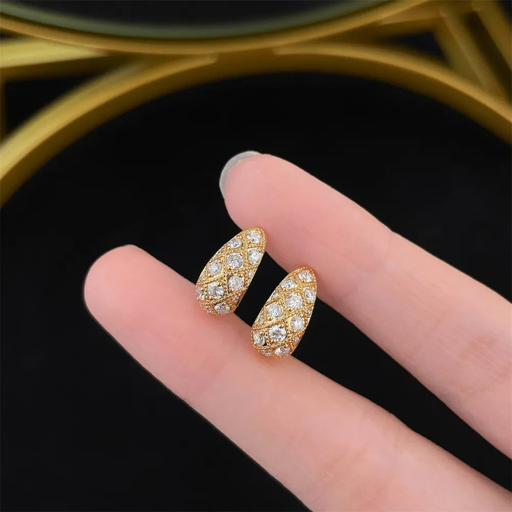 0.73 ctw Celestial Pavé Round-Cut Lab-Grown Diamond Earrings in 18K Yellow Gold