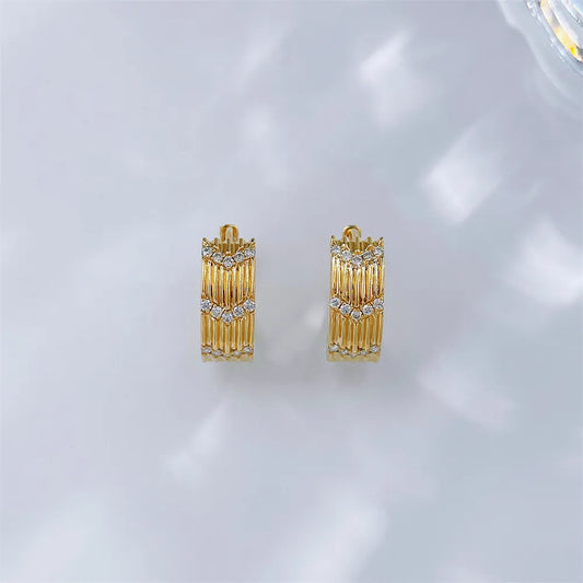 0.15 ctw Vintage Round-Cut Lab-Grown Diamond Earrings in 18K Yellow Gold