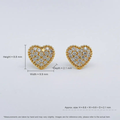 0.6 ctw Heart Round-Cut Lab-Grown Diamond Earrings in 18K Yellow Gold