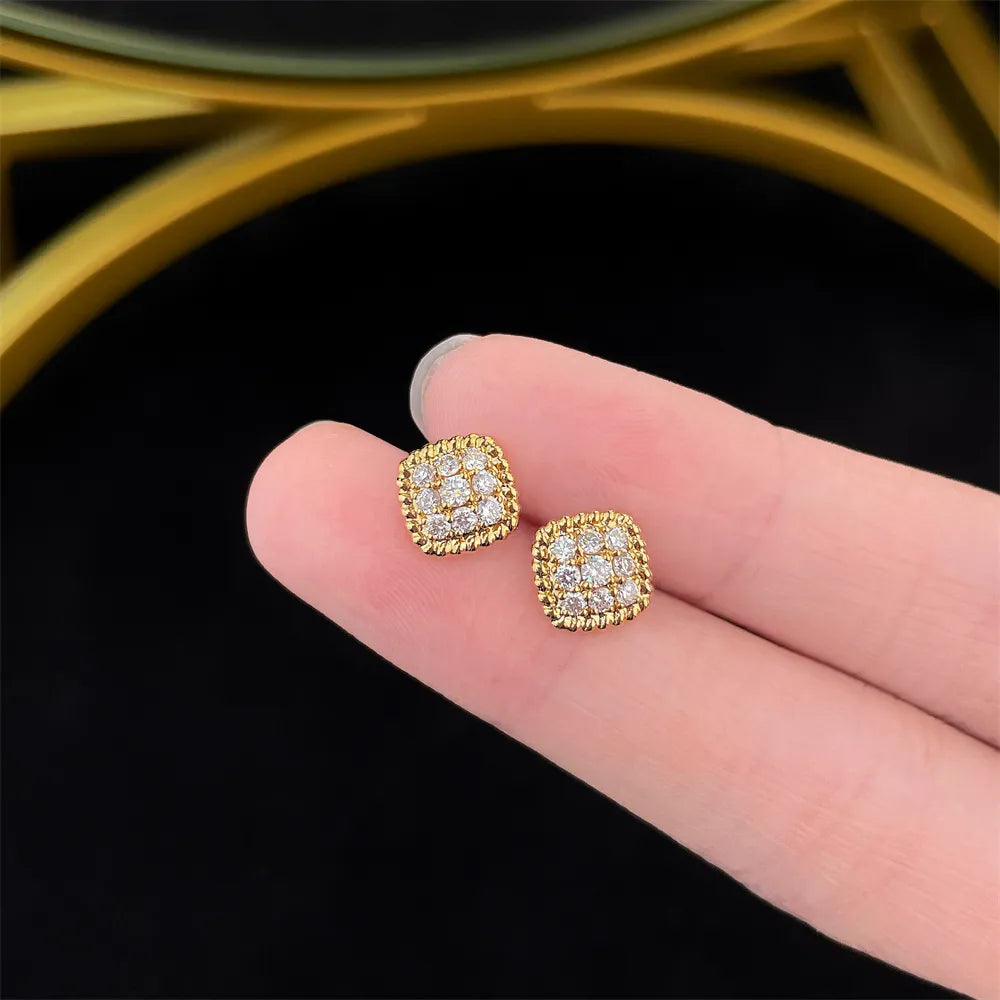 0.4 ctw Celestial Cluster Round-Cut Lab-Grown Diamond Stud Earrings in 18K Yellow Gold