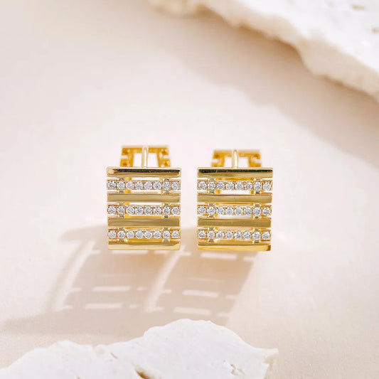 0.24 ctw Geometric Round-Cut Lab-Grown Diamond Earrings in 18K Yellow Gold