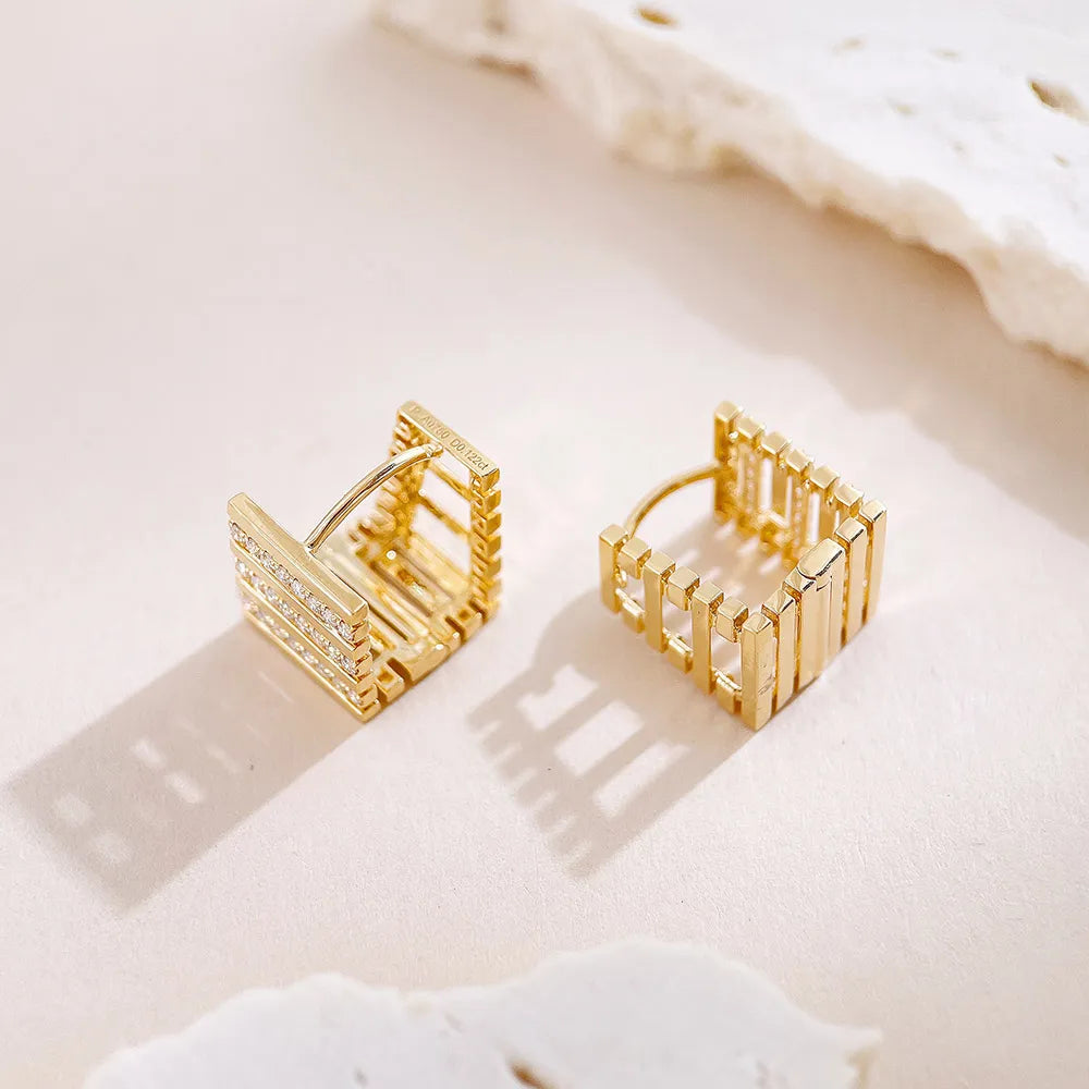 0.24 ctw Geometric Round-Cut Lab-Grown Diamond Earrings in 18K Yellow Gold
