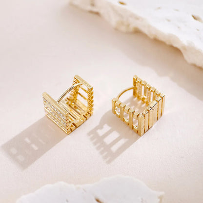 0.24 ctw Geometric Round-Cut Lab-Grown Diamond Earrings in 18K Yellow Gold