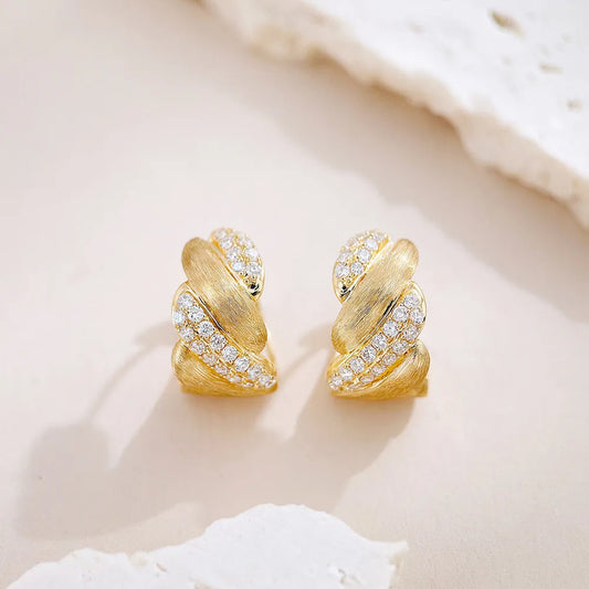 0.49 ctw Bow Round-Cut Lab-Grown Diamond Earrings in 18K Yellow Gold