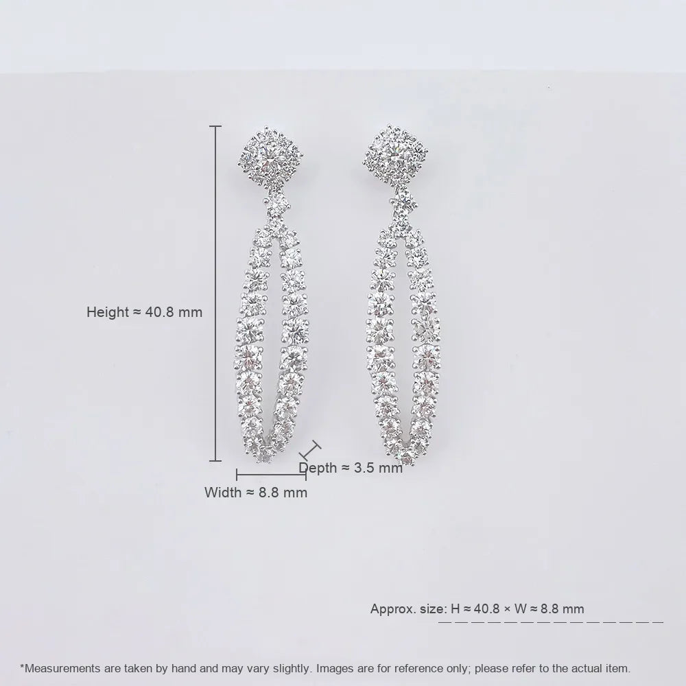 4.11 ctw Statement Pavé Round-Cut Lab-Grown Diamond Drop Earrings in 18K White Gold