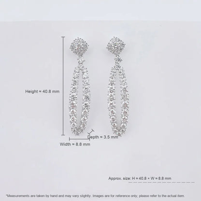 4.11 ctw Statement Pavé Round-Cut Lab-Grown Diamond Drop Earrings in 18K White Gold