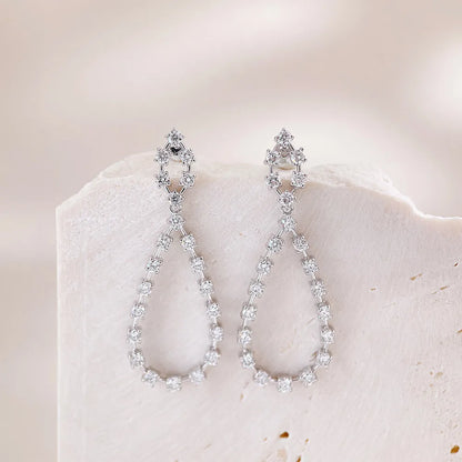 0.91 ctw Floral Round-Cut Lab-Grown Diamond Earrings in 18K White Gold
