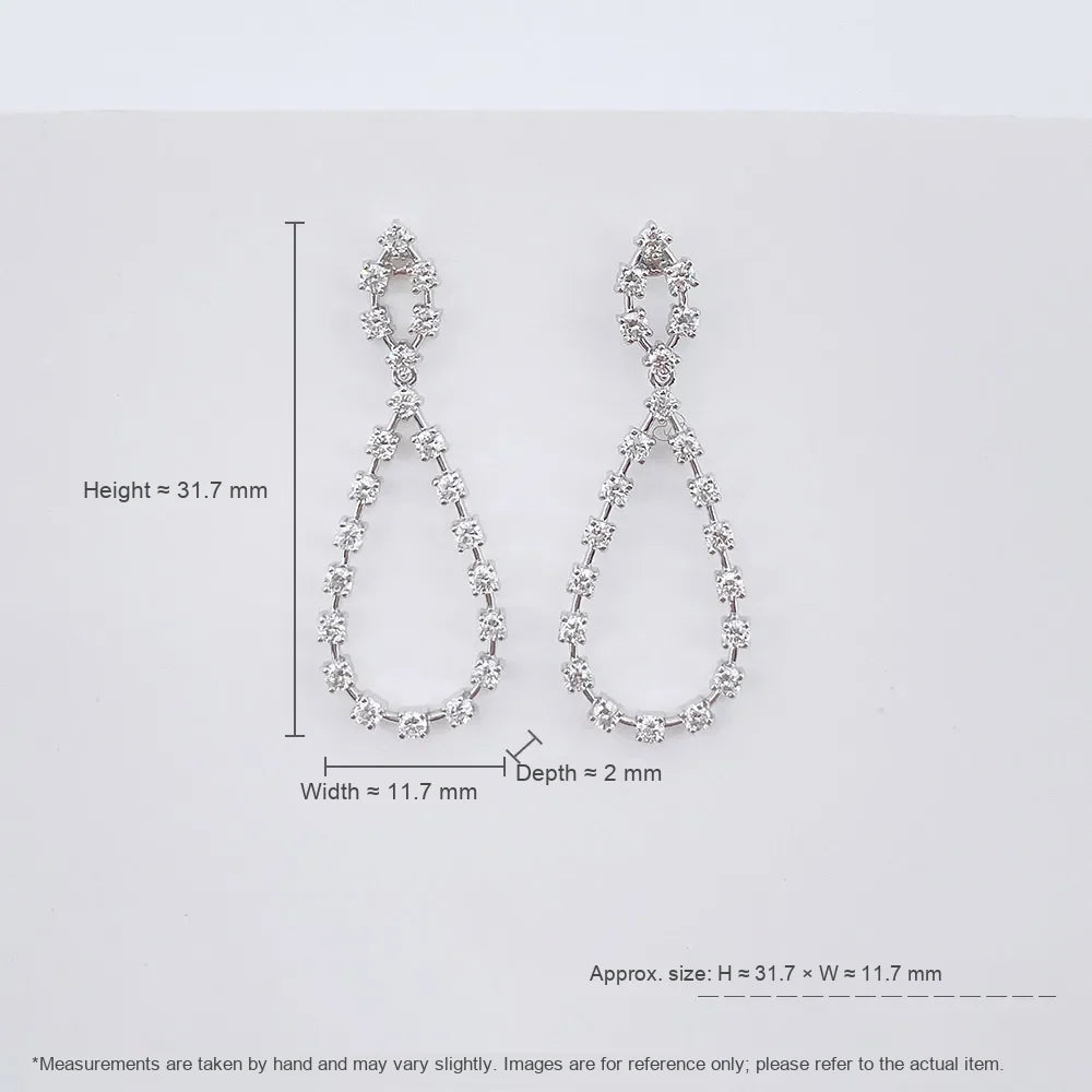 0.91 ctw Floral Round-Cut Lab-Grown Diamond Earrings in 18K White Gold