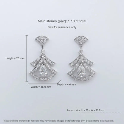 1.05 ctw Pear-Cut Lab-Grown Diamond Drop Earrings in 18K White Gold
