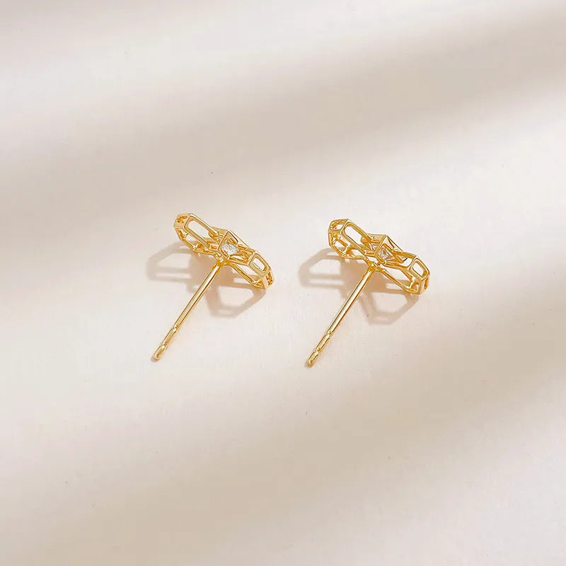 0.37 ctw Bow Princess-Cut Lab-Grown Diamond Stud Earrings in 18K Yellow Gold