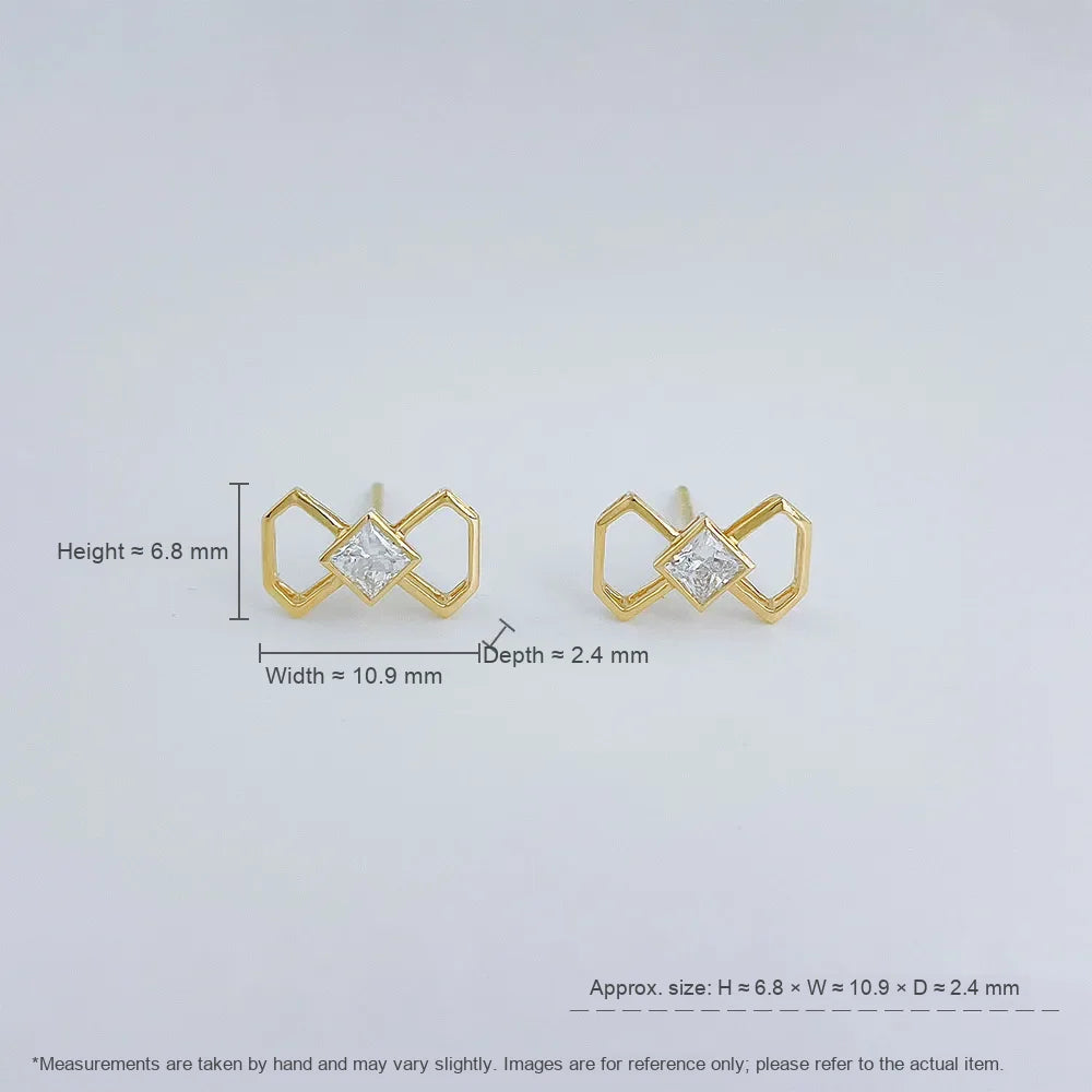 0.37 ctw Bow Princess-Cut Lab-Grown Diamond Stud Earrings in 18K Yellow Gold