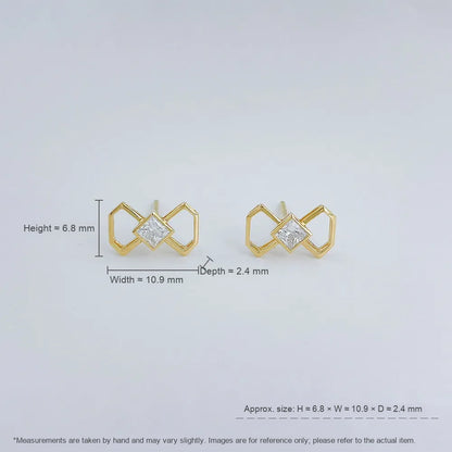 0.37 ctw Bow Princess-Cut Lab-Grown Diamond Stud Earrings in 18K Yellow Gold