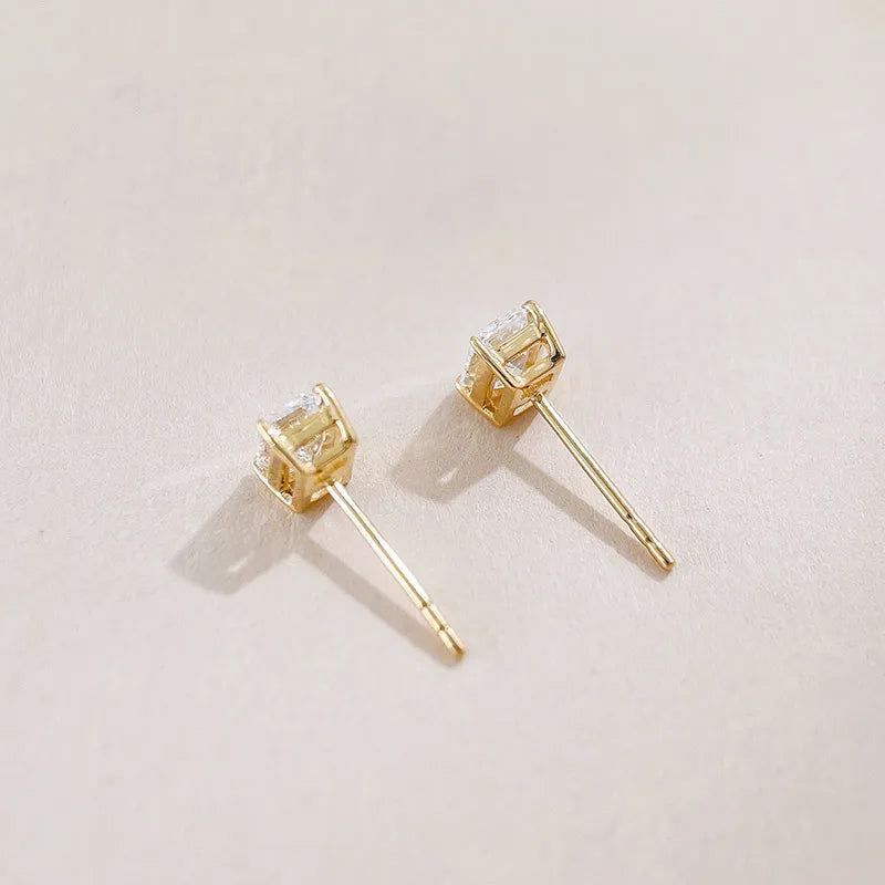 0.99 ctw Four-Prong Emerald-Cut Lab-Grown Diamond Earrings in 18K Yellow Gold
