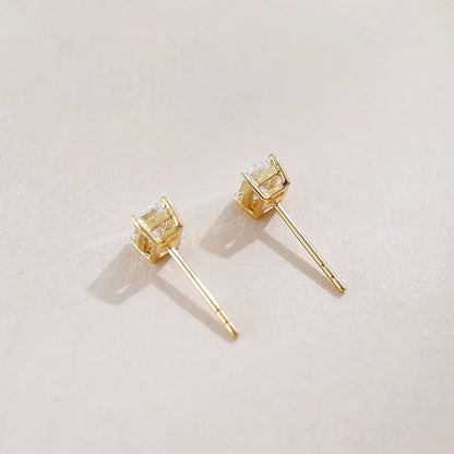 0.99 ctw Four-Prong Emerald-Cut Lab-Grown Diamond Earrings in 18K Yellow Gold