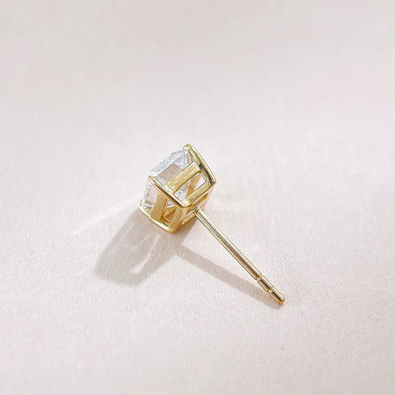 1.06 ctw Four-Prong Emerald-Cut Lab-Grown Diamond Earrings in 18K Yellow Gold