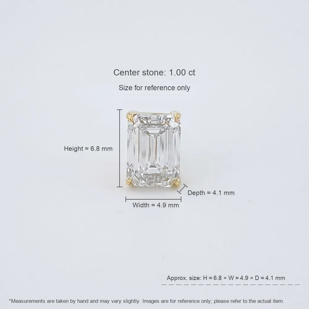 1.06 ctw Four-Prong Emerald-Cut Lab-Grown Diamond Earrings in 18K Yellow Gold