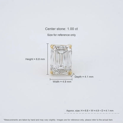 1.06 ctw Four-Prong Emerald-Cut Lab-Grown Diamond Earrings in 18K Yellow Gold