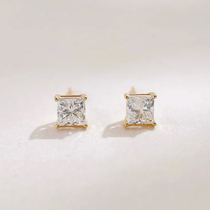 1.02 ctw Minimalist Princess-Cut Lab-Grown Diamond Earrings in 18K Yellow Gold