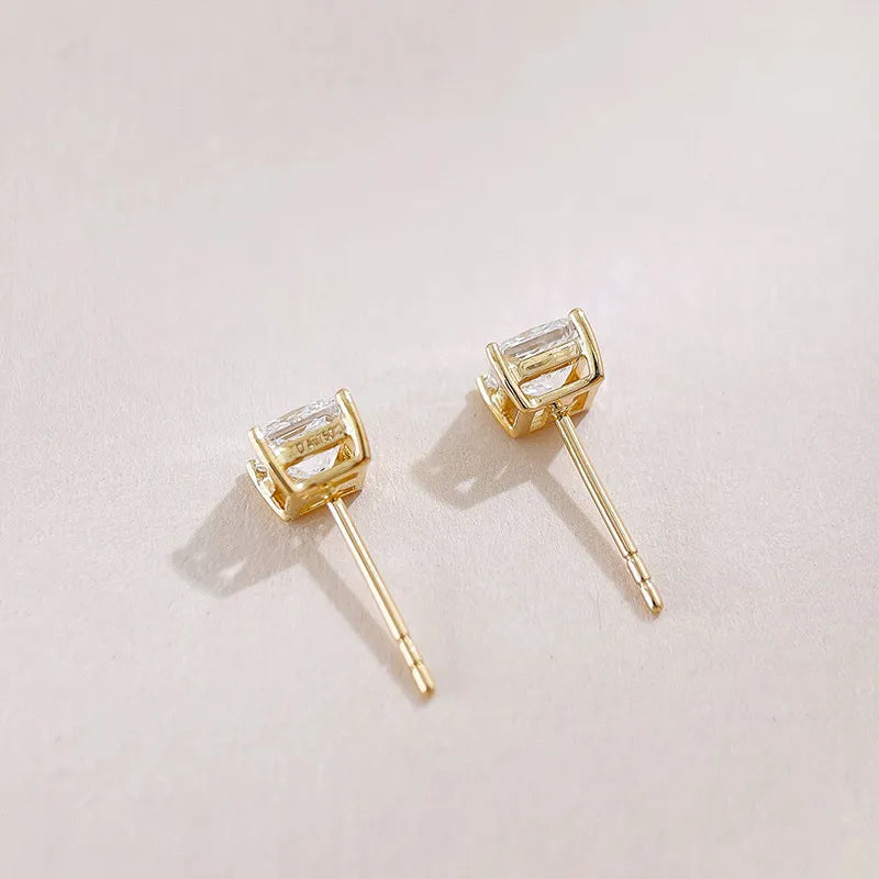 1.02 ctw Minimalist Princess-Cut Lab-Grown Diamond Earrings in 18K Yellow Gold