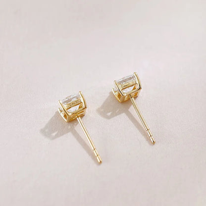 1.02 ctw Minimalist Princess-Cut Lab-Grown Diamond Earrings in 18K Yellow Gold