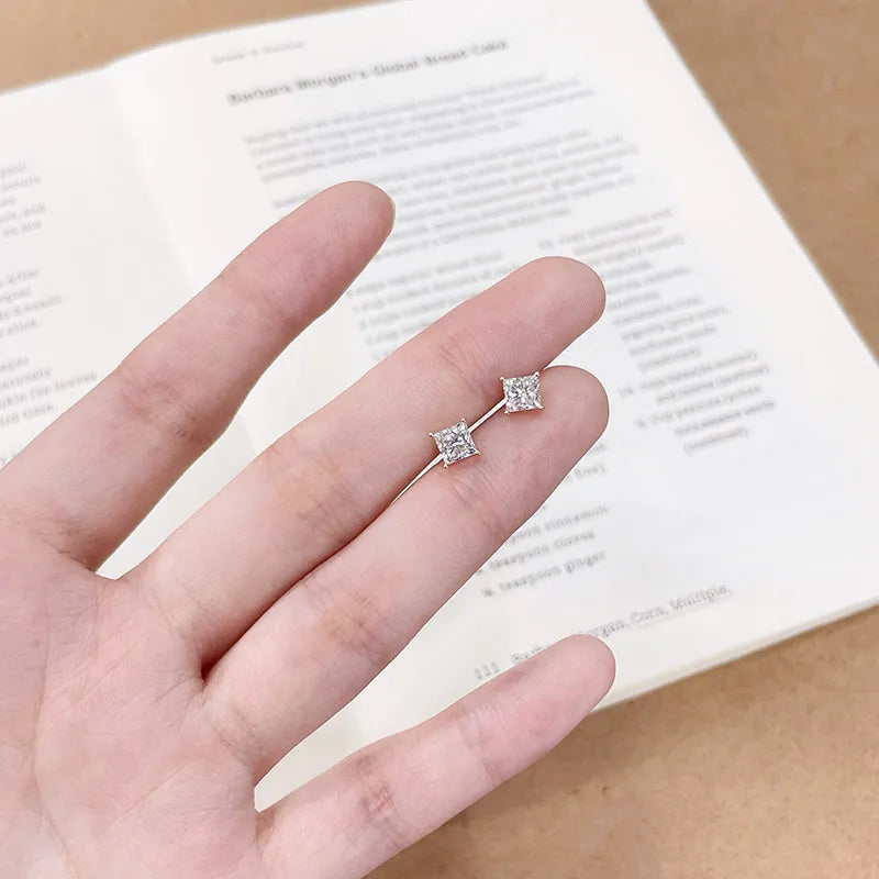 1.02 ctw Minimalist Princess-Cut Lab-Grown Diamond Earrings in 18K Yellow Gold