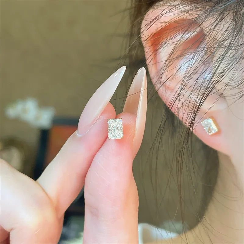 1.06 ctw Vintage Radiant-Cut Lab-Grown Diamond Stud Earrings in 18K Yellow Gold