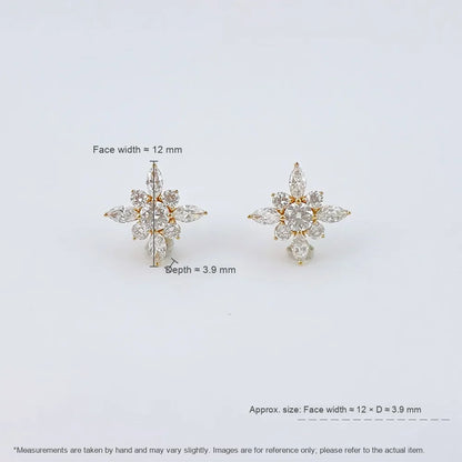 1.14 ctw Mixed-Cut Lab-Grown Diamond Stud Earrings in 18K Yellow Gold