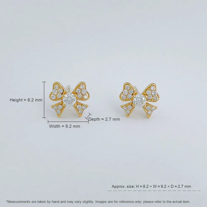 0.23 ctw Bow Pavé Round-Cut Lab-Grown Diamond Stud Earrings in 18K Yellow Gold