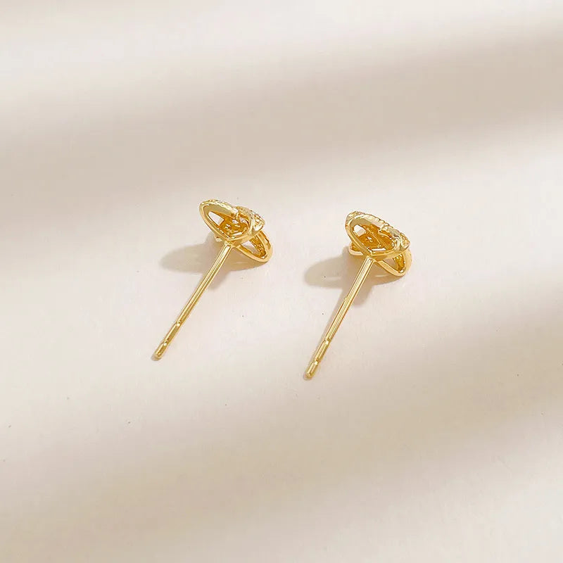 0.18 ctw Cross Round-Cut Lab-Grown Diamond Earrings in 18K Yellow Gold