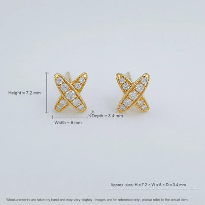 0.18 ctw Cross Round-Cut Lab-Grown Diamond Earrings in 18K Yellow Gold