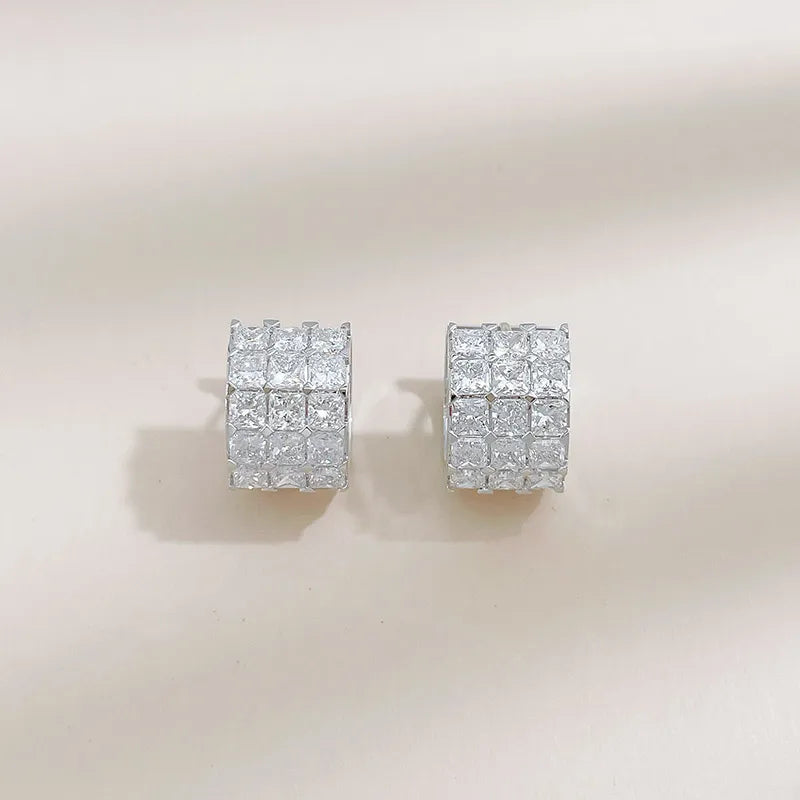 2.94 ctw Geometric Pavé Princess-Cut Lab-Grown Diamond Ear Cuff in 18K White Gold