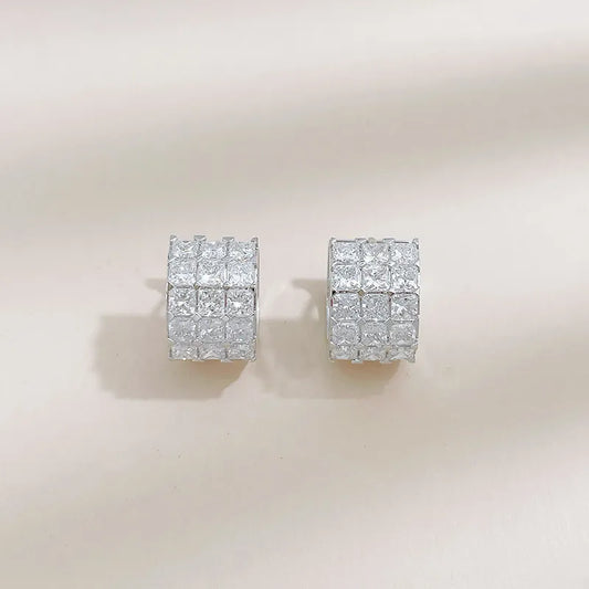 2.94 ctw Geometric Pavé Princess-Cut Lab-Grown Diamond Ear Cuff in 18K White Gold