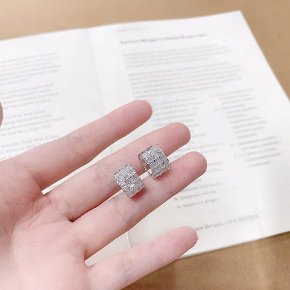 2.94 ctw Geometric Pavé Princess-Cut Lab-Grown Diamond Ear Cuff in 18K White Gold