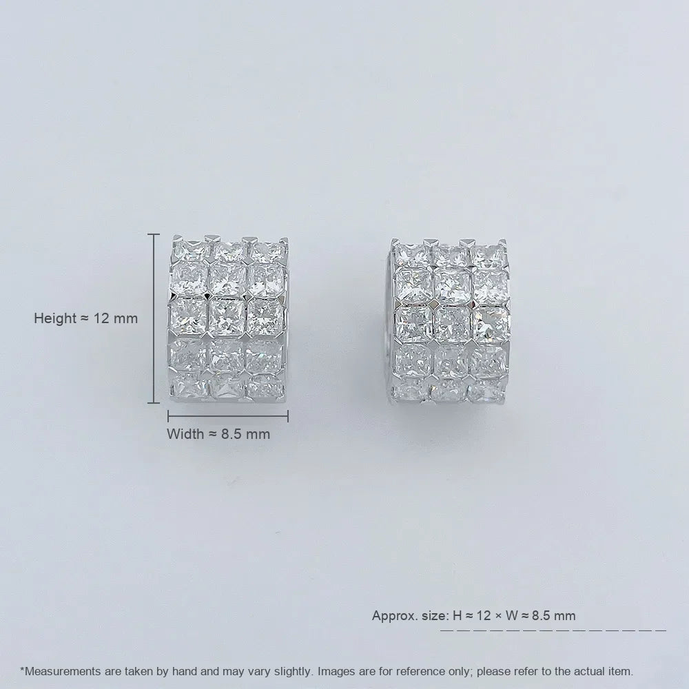 2.94 ctw Geometric Pavé Princess-Cut Lab-Grown Diamond Ear Cuff in 18K White Gold