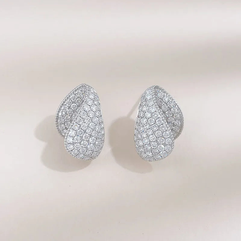 2.46 ctw Celestial Pavé Round-Cut Lab-Grown Diamond Stud Earrings in 18K White Gold