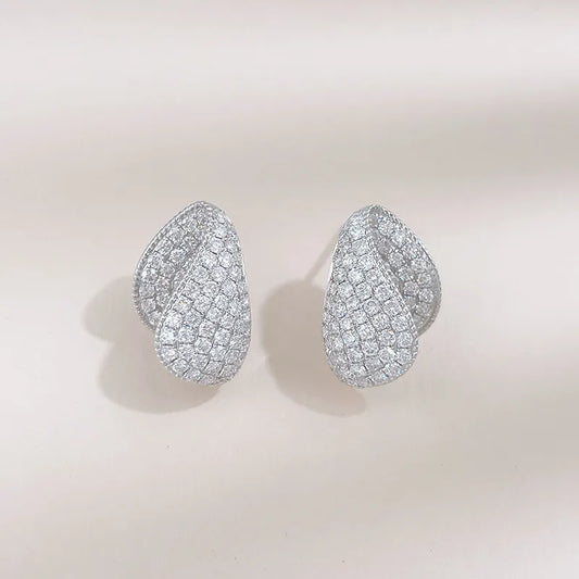 2.46 ctw Celestial Pavé Round-Cut Lab-Grown Diamond Stud Earrings in 18K White Gold