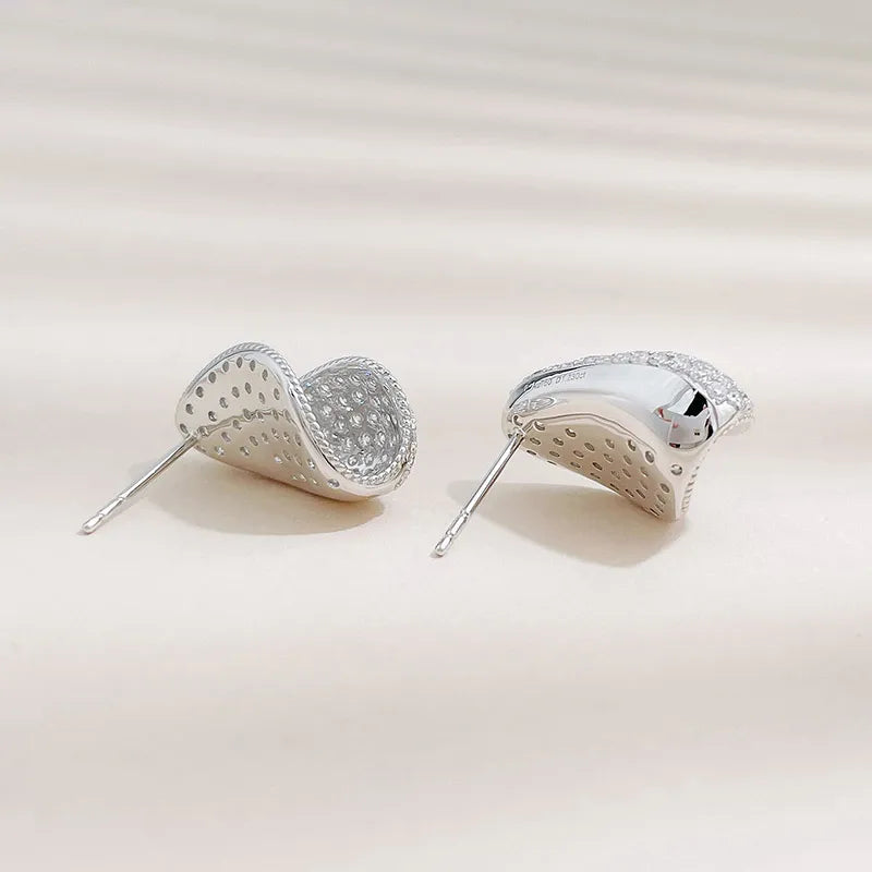 2.46 ctw Celestial Pavé Round-Cut Lab-Grown Diamond Stud Earrings in 18K White Gold