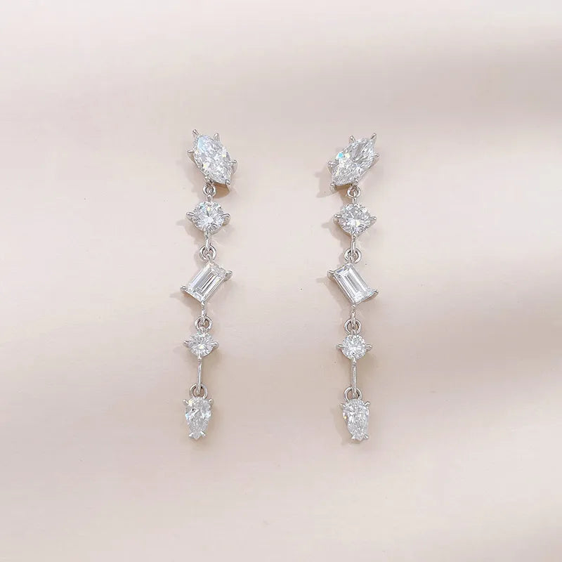 1.09 ctw Statement Mixed-Cut Lab-Grown Diamond Earrings in 18K White Gold